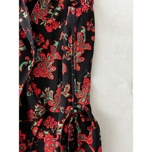 Sag Harbor‎ Womens Wrap Dress Black Red Floral Pointed Collar Size 12 Tall 0304 - Picture 11 of 12